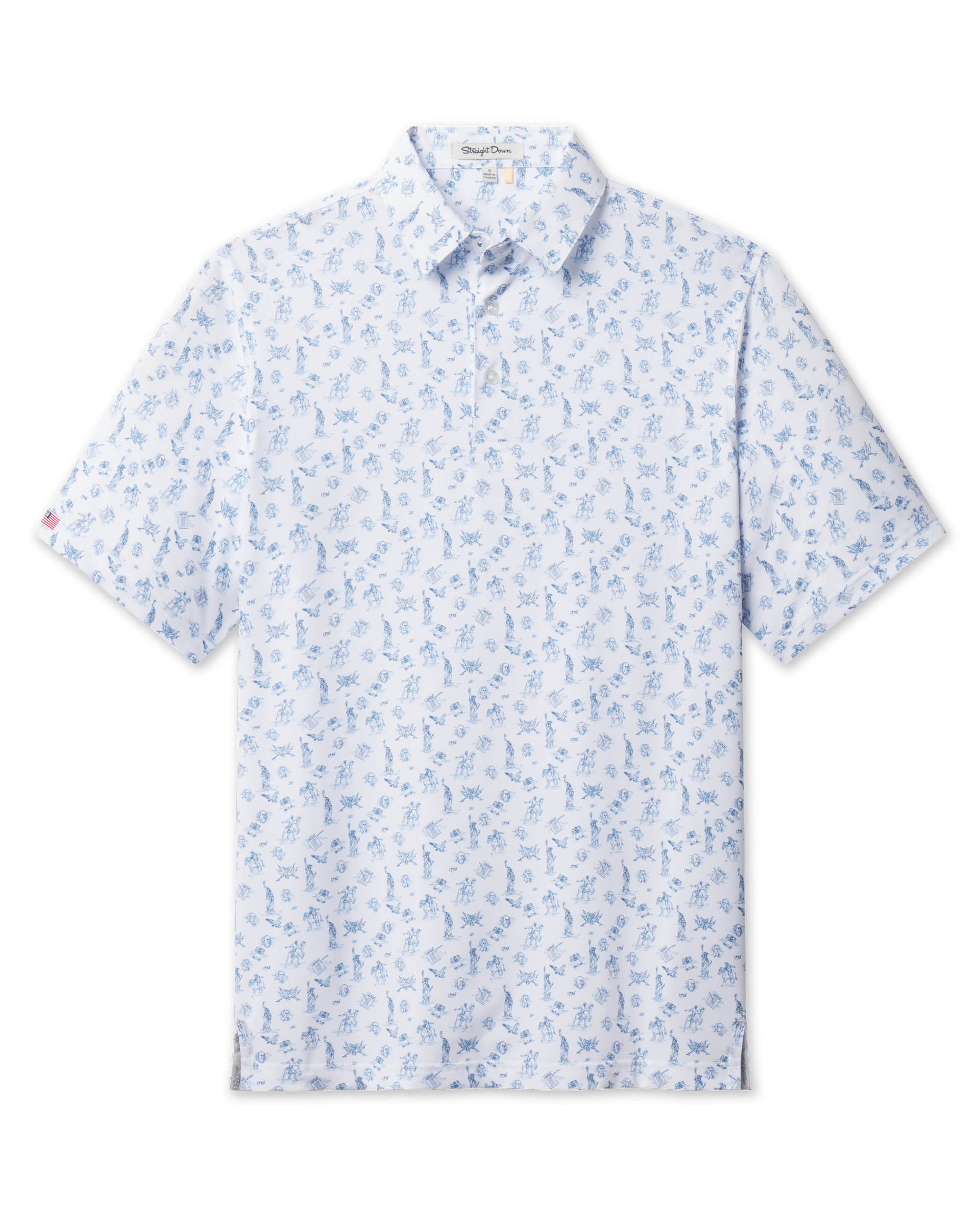 Independence Day Polo in New Indigo with lightweight performance jersey, front view