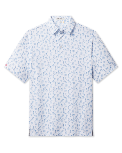 Independence Day Polo in New Indigo with lightweight performance jersey, front view