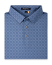 Sarasota Polo in Moonlight featuring an all-over light geometric print, structured collar, and button placket.