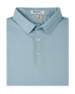 A folded soft green-blue short-sleeve dress shirt with a small print of small white cattle skull heads, featuring a classic collar and a button placket. The brand label 'Straight Down' is visible inside the collar.