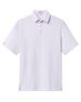 Front product view of the Pink Flamingo Polo in Seashell, featuring an allover flamingo print, self collar, and short sleeves.