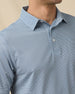 F-16 Polo in Nantucket Blue with collar pattern detail close-up