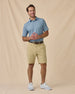 F-16 Polo in Nantucket Blue, full outfit styled with khaki shorts and white sneakers