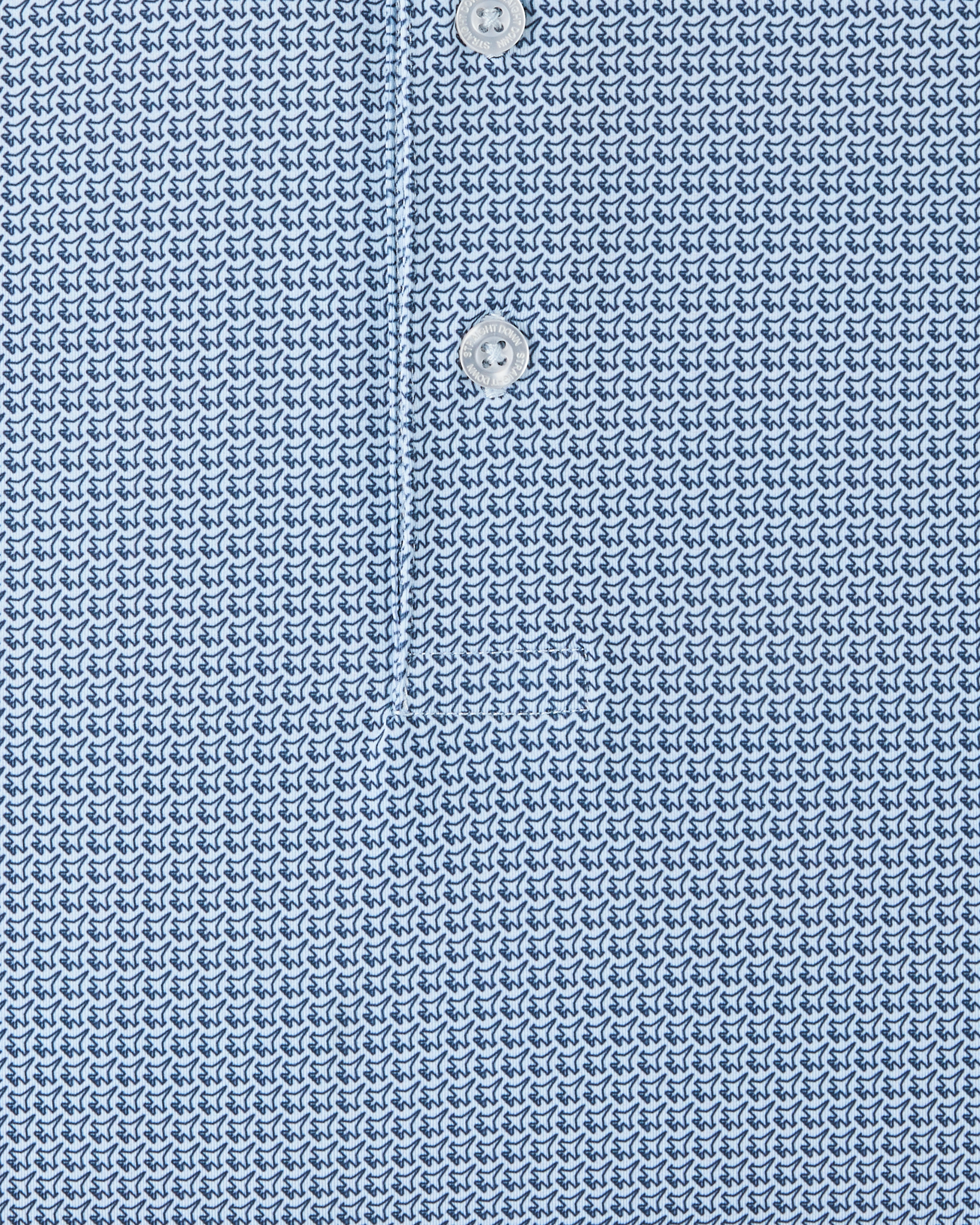 F-16 Polo in Nantucket with blue geometric aircraft-inspired print detail