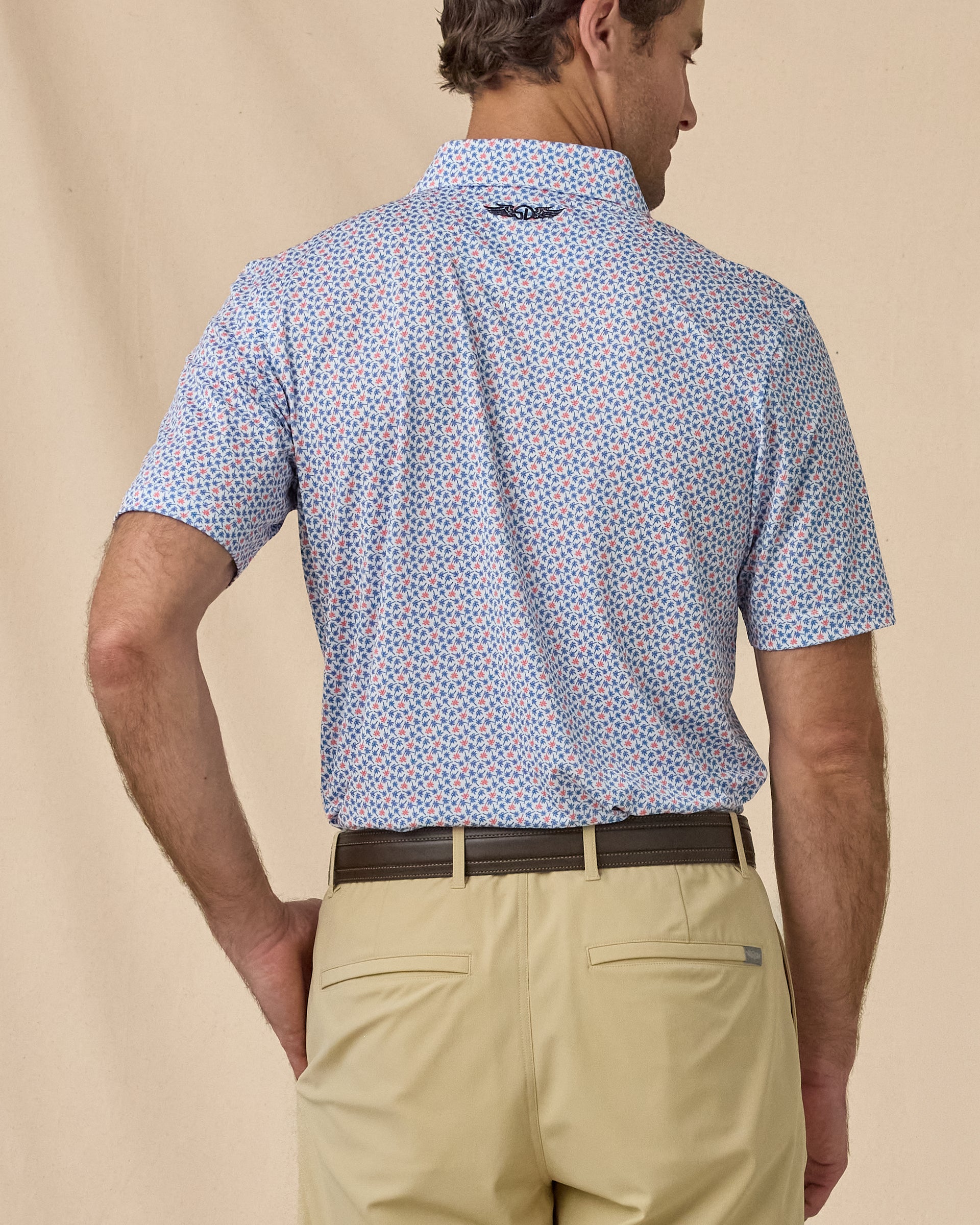 Kona Palms Polo in Cobalt blue, back view