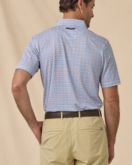 Kona Palms Polo in Cobalt blue, back view