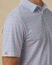 Kona Palms Polo in Cobalt blue with sleeve detail close-up