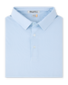 Folded Check Mate Polo in Mint Tea, featuring an allover blue micro geometric print, self collar, and button placket.