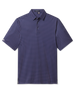 Banksville Polo in Tidal Blue featuring a navy base with a refined pink geometric pattern and short sleeves, front view