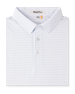 Folded Brookhurst Polo in Mint Tea, featuring a white base with a small geometric print in soft blue, mint, and pink.