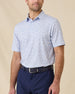Poker Dawgs Polo in Tidal Blue with an allover poker-themed print, front model view