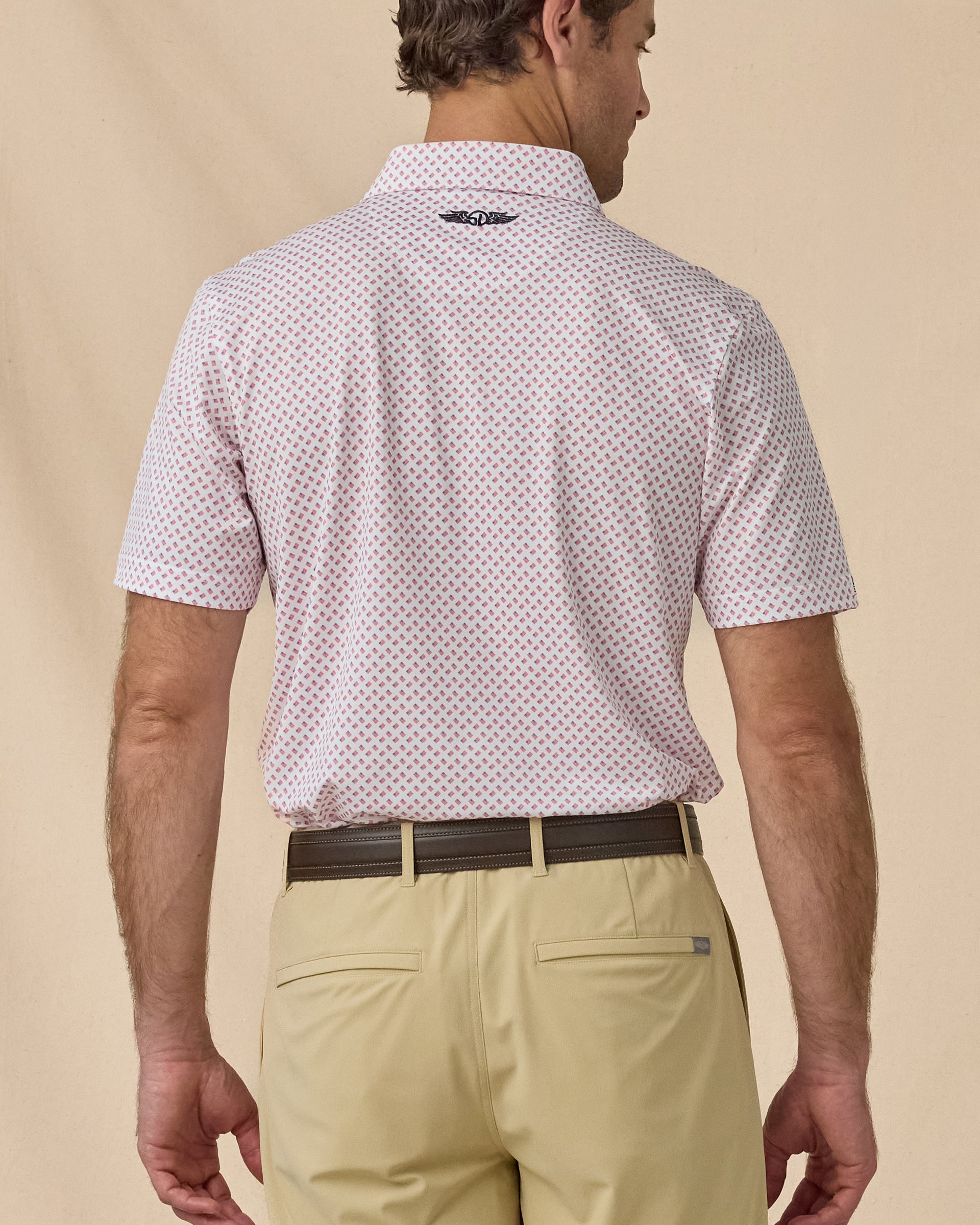 Old Glory Polo in Shine, angled back view