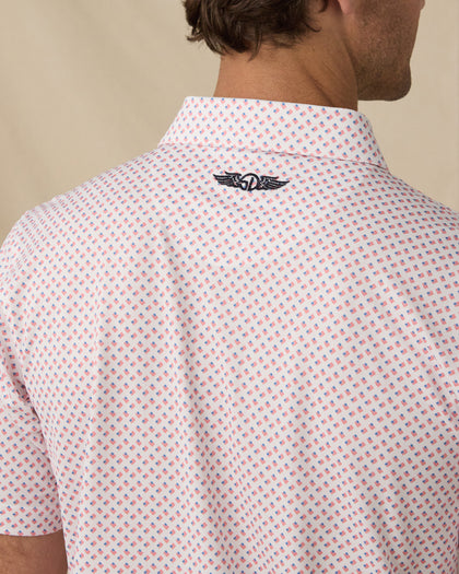 Old Glory Polo in Shine, back logo detail close-up
