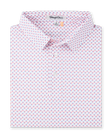 Old Glory Polo in Shine with allover American flag print, folded view