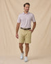Men’s Old Glory Polo in Shine, styled front outfit view styled with light shorts