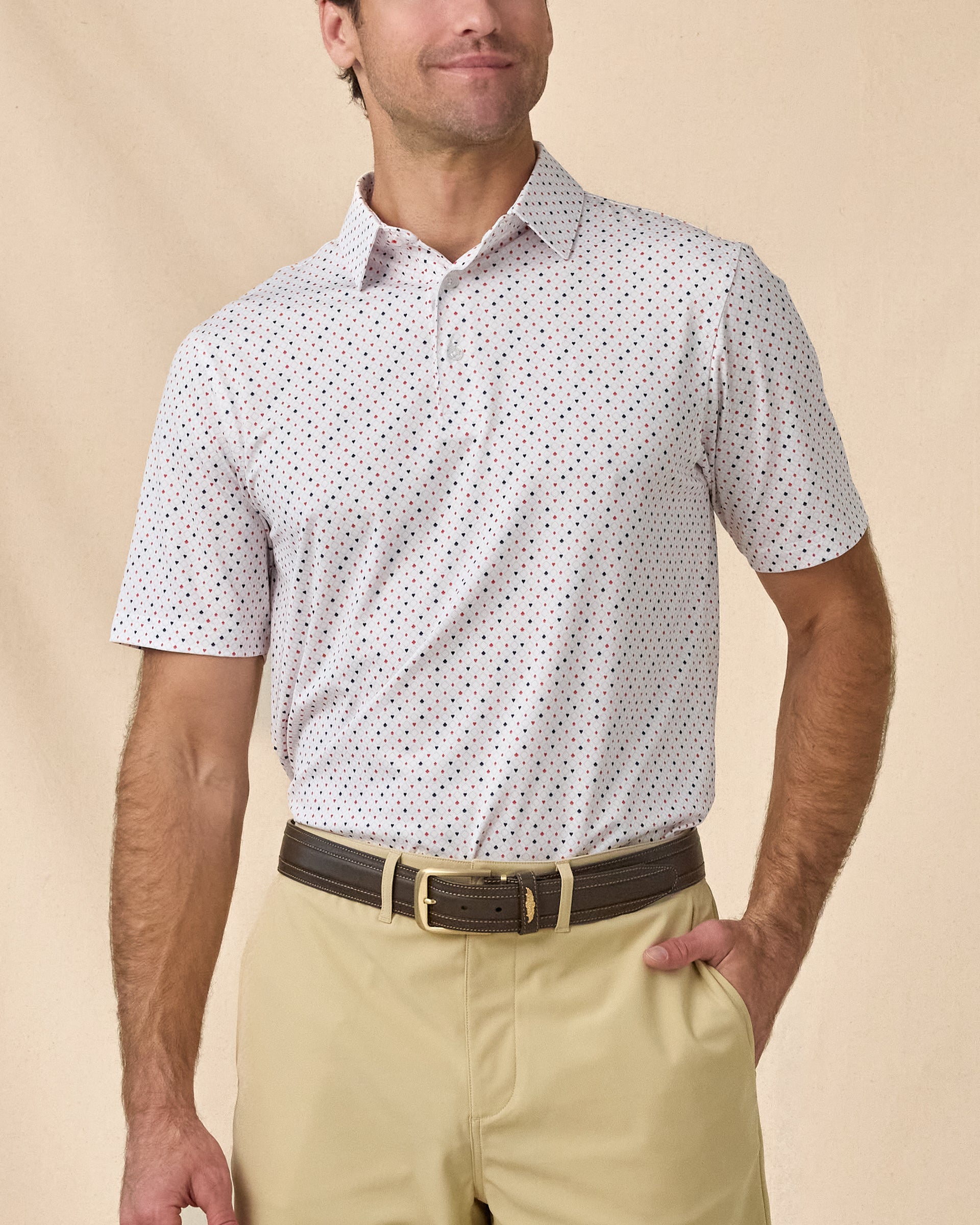 Men’s Casino Polo in Flag Red, front model view