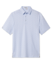 Front view of the Hofbrau Polo in Blue Shade, featuring short sleeves, a three-button placket, and an allover Oktoberfest-inspired print.