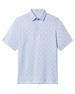 Pasadena Polo in Lake featuring a short-sleeve silhouette and all-over multicolor floral print.