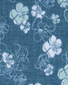 Close-up of the Celadine Woven Shirt’s blue fabric with white and light green floral print.