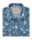 Celadine Woven Shirt in Moonlight featuring a blue floral print, pearl snap buttons, and western-style chest pockets.