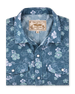 Celadine Woven Shirt in Moonlight featuring a blue floral print, pearl snap buttons, and western-style chest pockets.