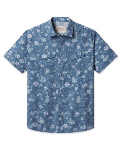 Celadine Woven Shirt in Moonlight featuring an allover floral print, pearl snap front, and two chest pockets.