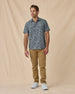 Model wearing the Out West Woven Shirt in Walrus with tan pants and white sneakers.