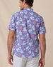 Back view of the Paniolo Woven Shirt in Tidal Blue featuring an allover hibiscus floral print and western-inspired yoke