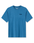 Vegas Vacation Graphic Tee in Petrol, flat lay front view featuring a heathered blue short-sleeve crewneck tee with a Straight Down logo at the left chest