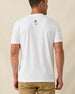 Men's IYKYK Tee in White, back view on model featuring a white base with a small golf gnome character graphic at upper back, paired with khaki pants