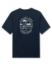 Back view of en’s navy t-shirt with large golf-inspired graphic