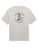Men's Alligator Alley Tee in Light Grey, flat lay back view featuring a light grey short sleeve crewneck tee with the large Straight Down Golf Company Est. 1989 alligator graphic on the back