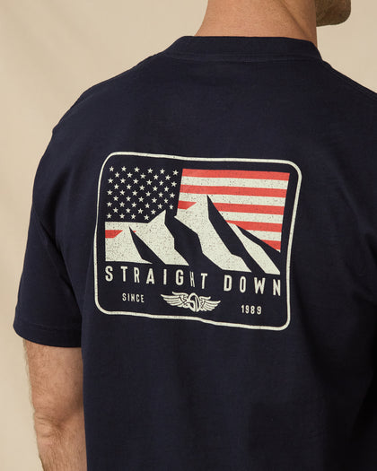 Sierra Tee in Navy with oversized back graphic detail
