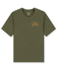 American Standard Tee in Army Green featuring a small gold western-inspired Straight Down graphic on the left chest.