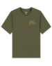 American Standard Tee in Army Green featuring a small gold western-inspired Straight Down graphic on the left chest.