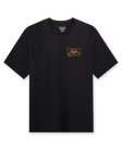 American Standard Tee in Black featuring a small gold western-inspired Straight Down graphic on the left chest.