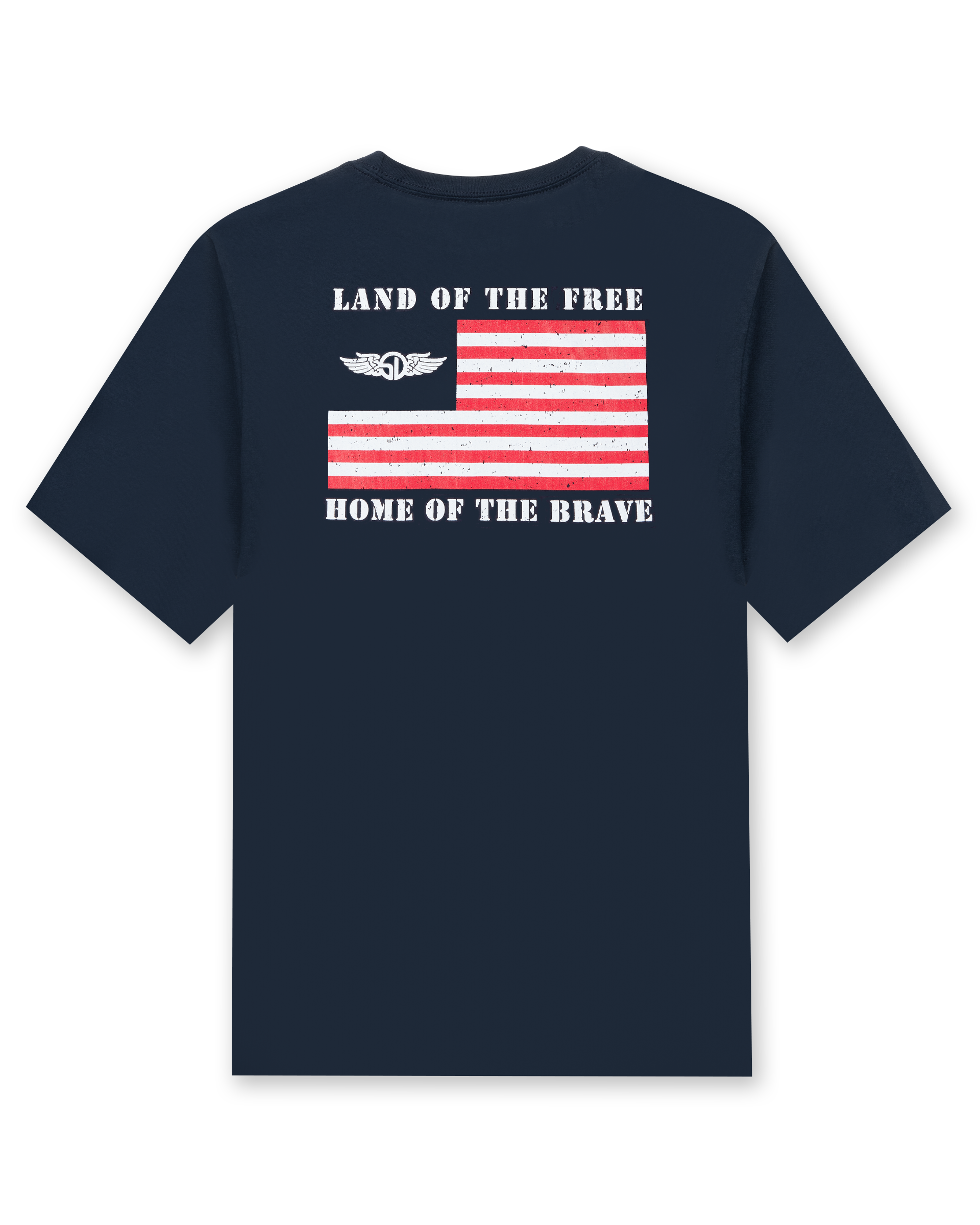 Free & Brave Tee in Navy, back flat lay graphic product view