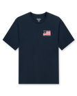 Free & Brave Tee in Navy, front flat lay product view
