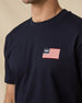 Free & Brave Tee in Navy with American flag chest logo detail