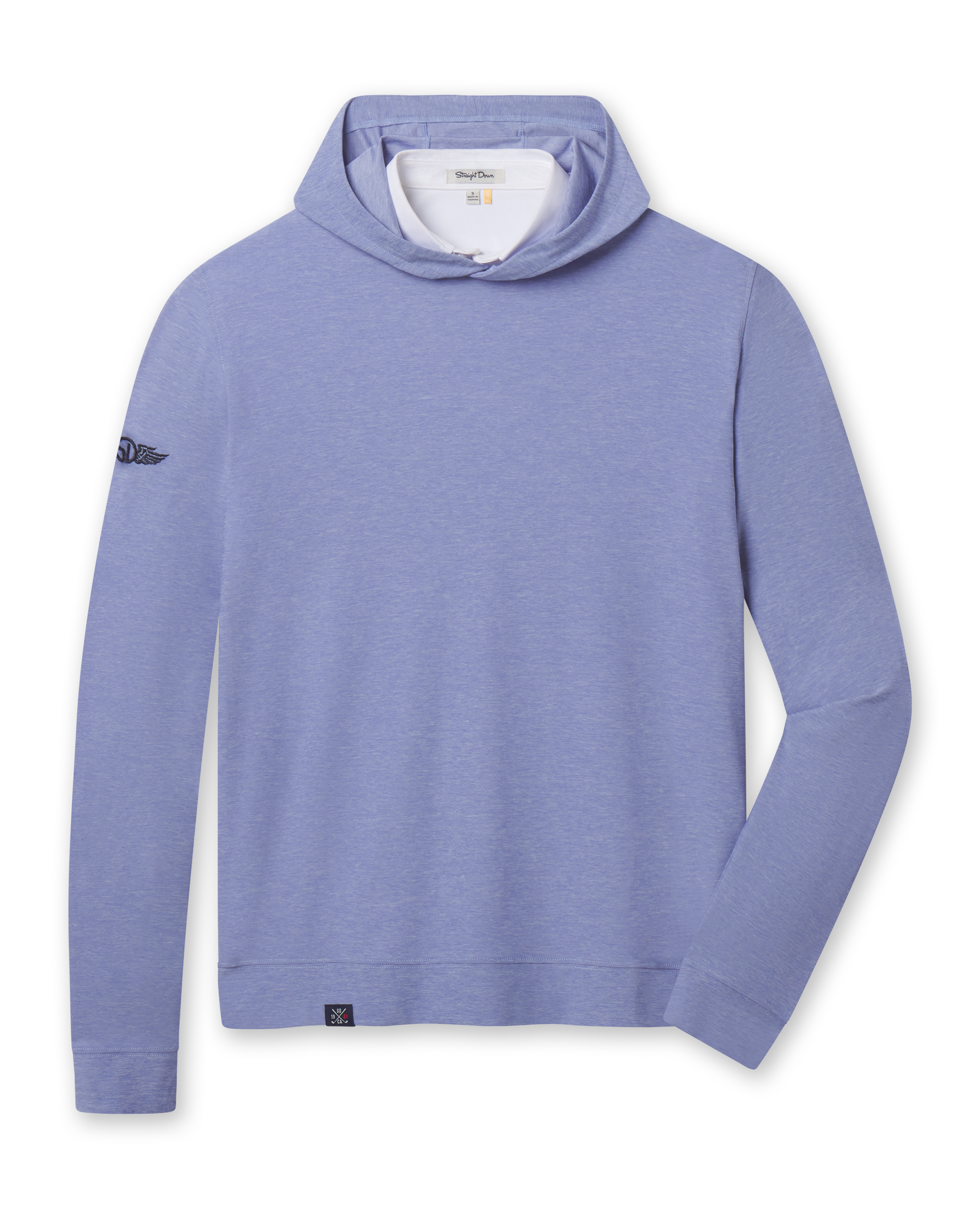 ermosa Hoodie in Tidal Blue featuring a lightweight cross-dyed heather finish, front flat lay view