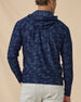 Men’s Commander Hoodie in New Indigo camouflage print, back view