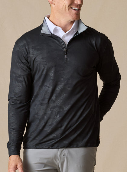 Sherman Quarter Zip in Black, front model view