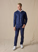 Sherman Quarter Zip in new indigo dark blue styled with navy pants and white golf shoes