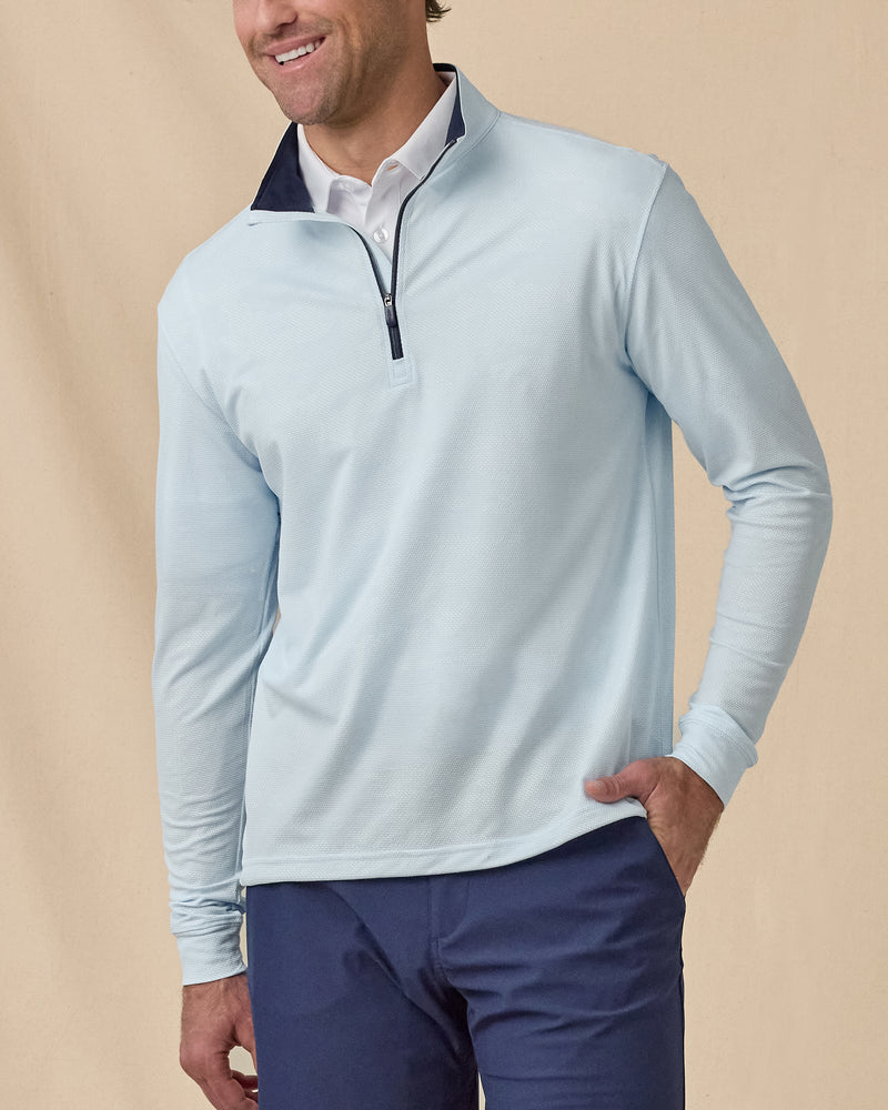 Men’s Sherman Quarter Zip in Nantucket Blue, front model view