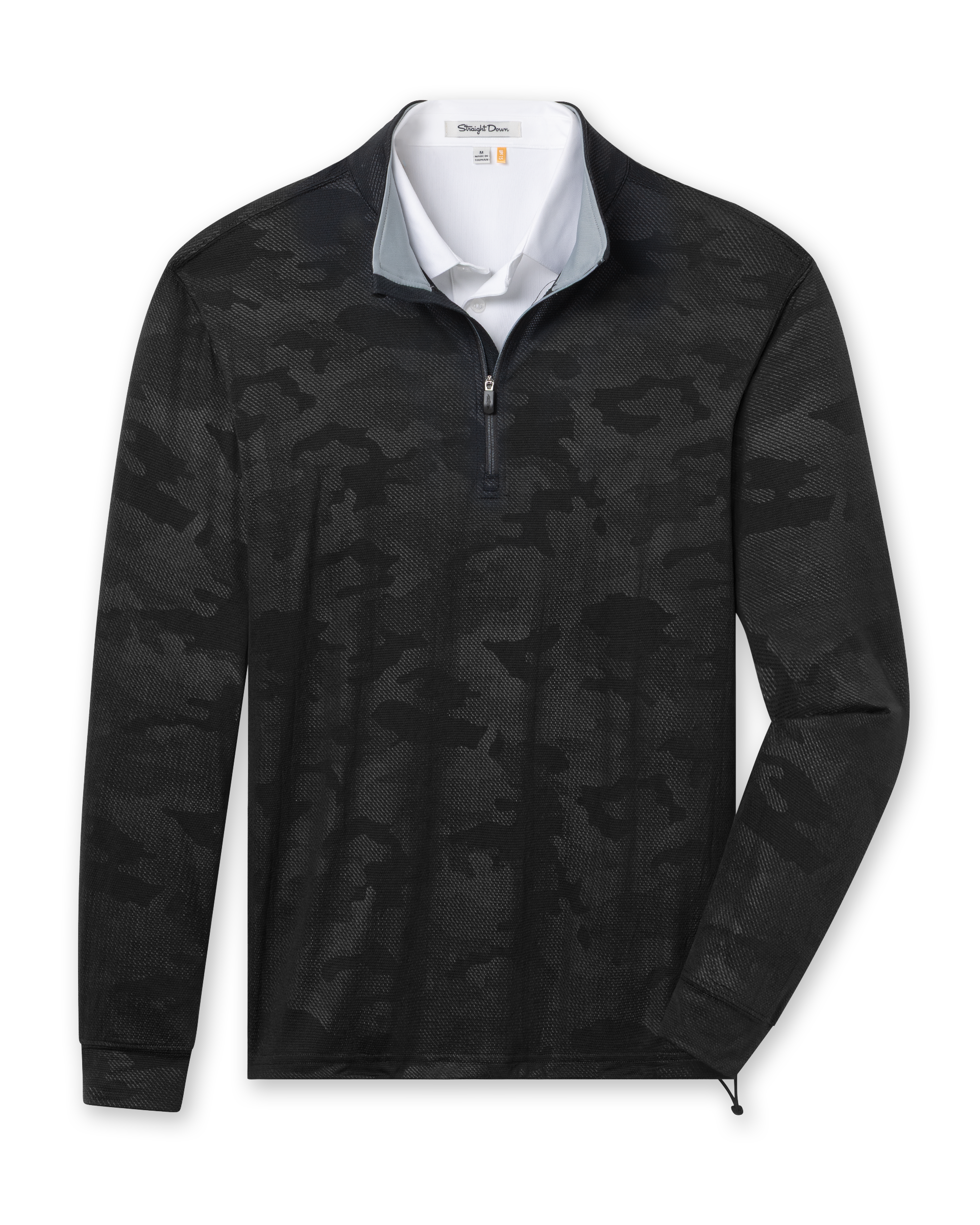 Sherman Quarter Zip in black, front flat lay product view