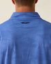 Sherman Quarter Zip in moonlight blue, back logo and fabric detail view
