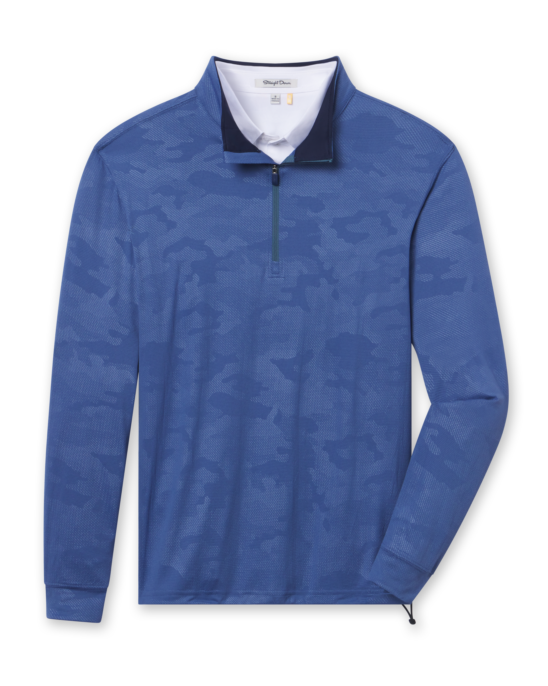 Sherman Quarter Zip in moonlight blue, front flat lay product view