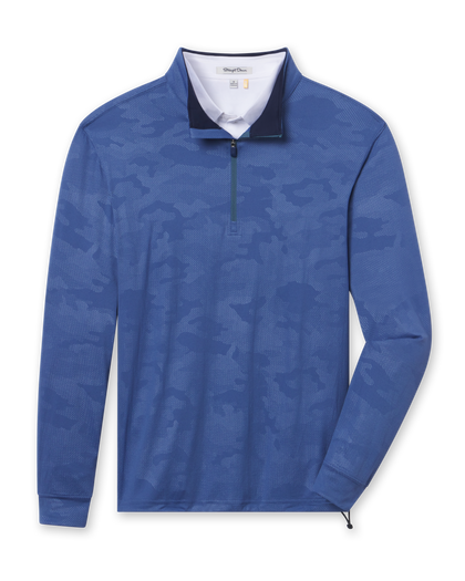 Sherman Quarter Zip in moonlight blue, front flat lay product view