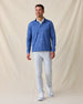Sherman Quarter Zip in moonlight blue, full outfit styled with light pants