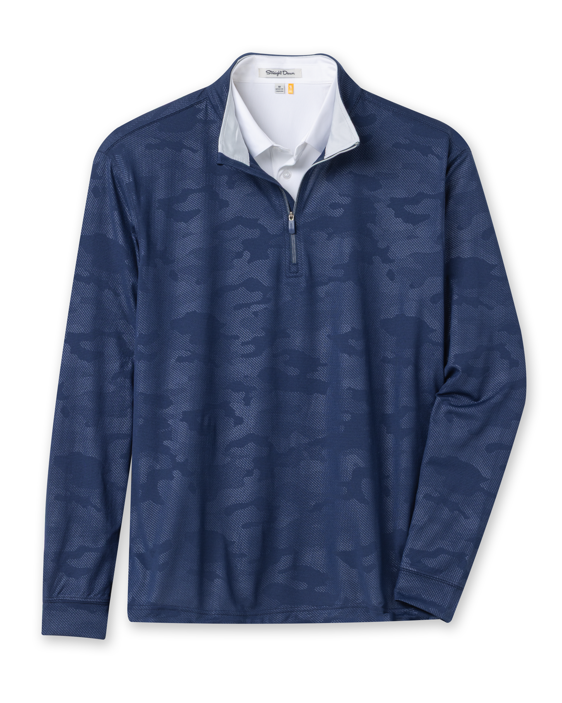 Sherman Quarter Zip in new indigo dark blue, front flat lay product view